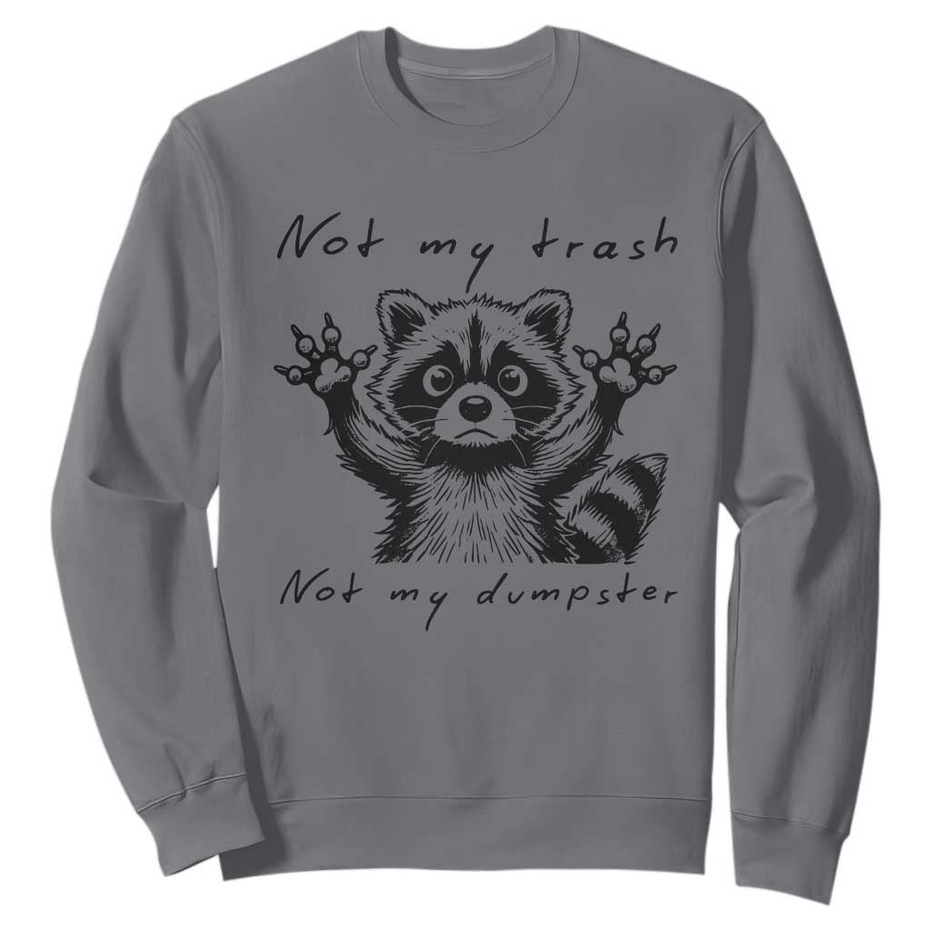 Funny Raccoon Sweatshirt Not My Trash Not My Dumpster TS09 Charcoal Print Your Wear