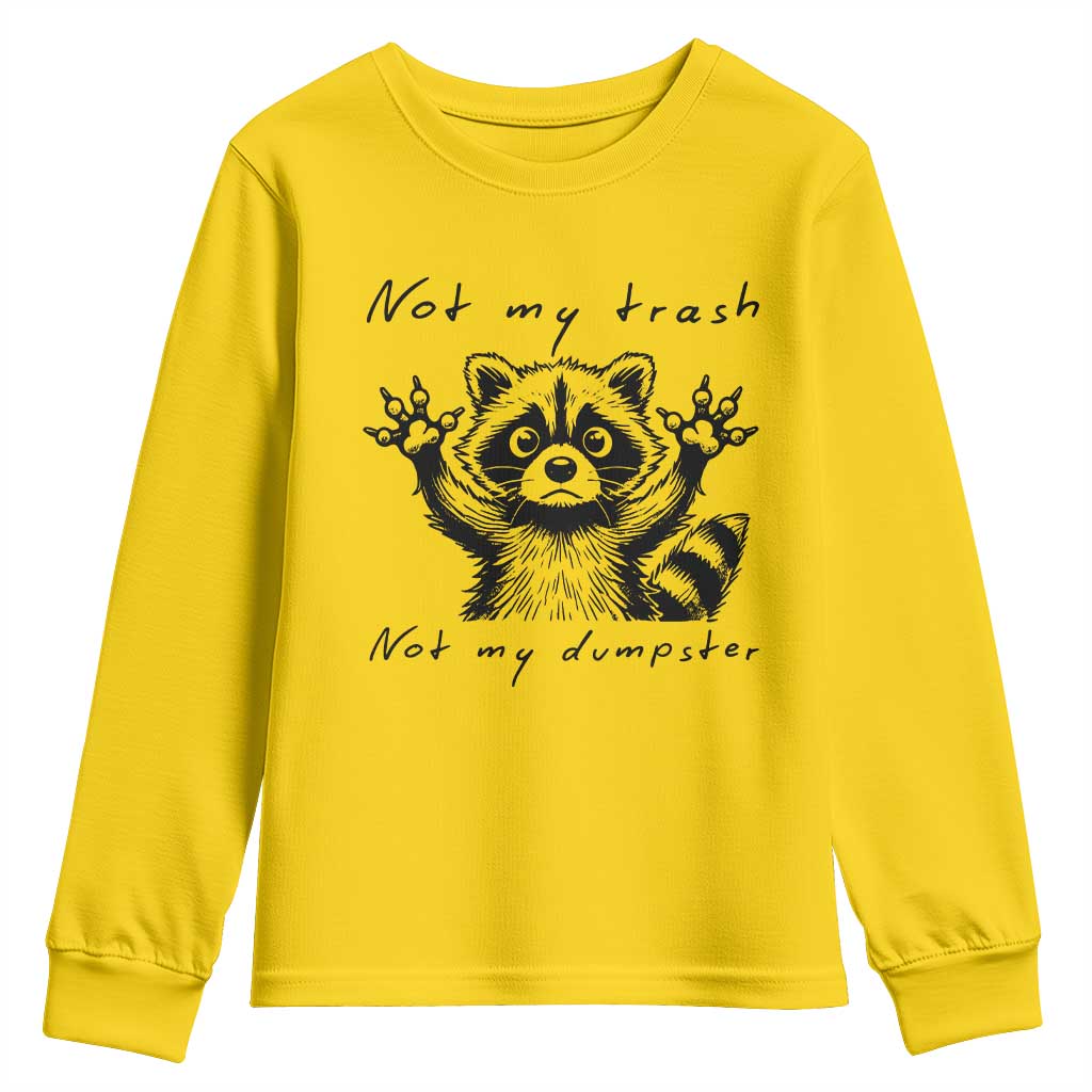 Funny Raccoon Youth Sweatshirt Not My Trash Not My Dumpster TS09 Daisy Print Your Wear