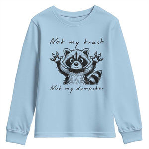Funny Raccoon Youth Sweatshirt Not My Trash Not My Dumpster TS09 Light Blue Print Your Wear
