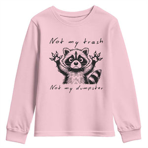 Funny Raccoon Youth Sweatshirt Not My Trash Not My Dumpster TS09 Light Pink Print Your Wear