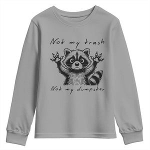 Funny Raccoon Youth Sweatshirt Not My Trash Not My Dumpster TS09 Sport Gray Print Your Wear