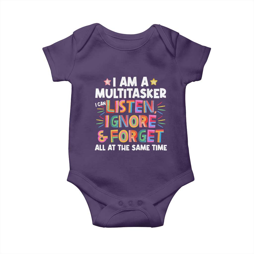Funny I Am Multitasker Baby Onesie I Can Listen Ignore & Forget All At The Same Time TS09 Purple Print Your Wear