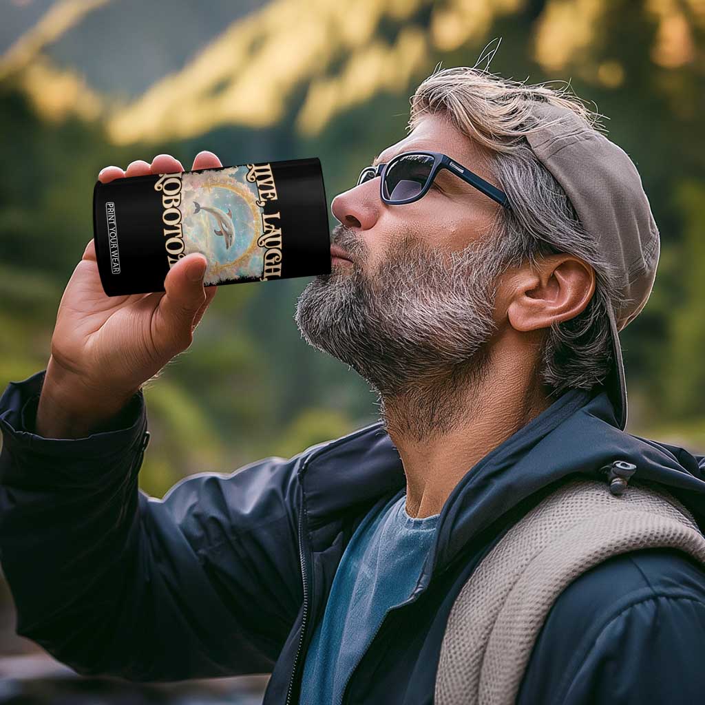 Funny Dolphin Meme 4 in 1 Can Cooler Tumbler Live Laugh Lobotomy TS09 Print Your Wear