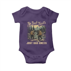 Hiking Baby Onesie No Bad Trails Just Bad Knees TS09 Purple Print Your Wear