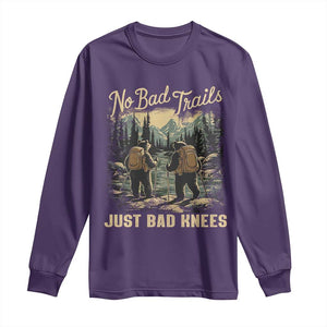 Hiking Long Sleeve Shirt No Bad Trails Just Bad Knees TS09 Purple Print Your Wear