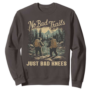 Hiking Sweatshirt No Bad Trails Just Bad Knees TS09 Dark Chocolate Print Your Wear