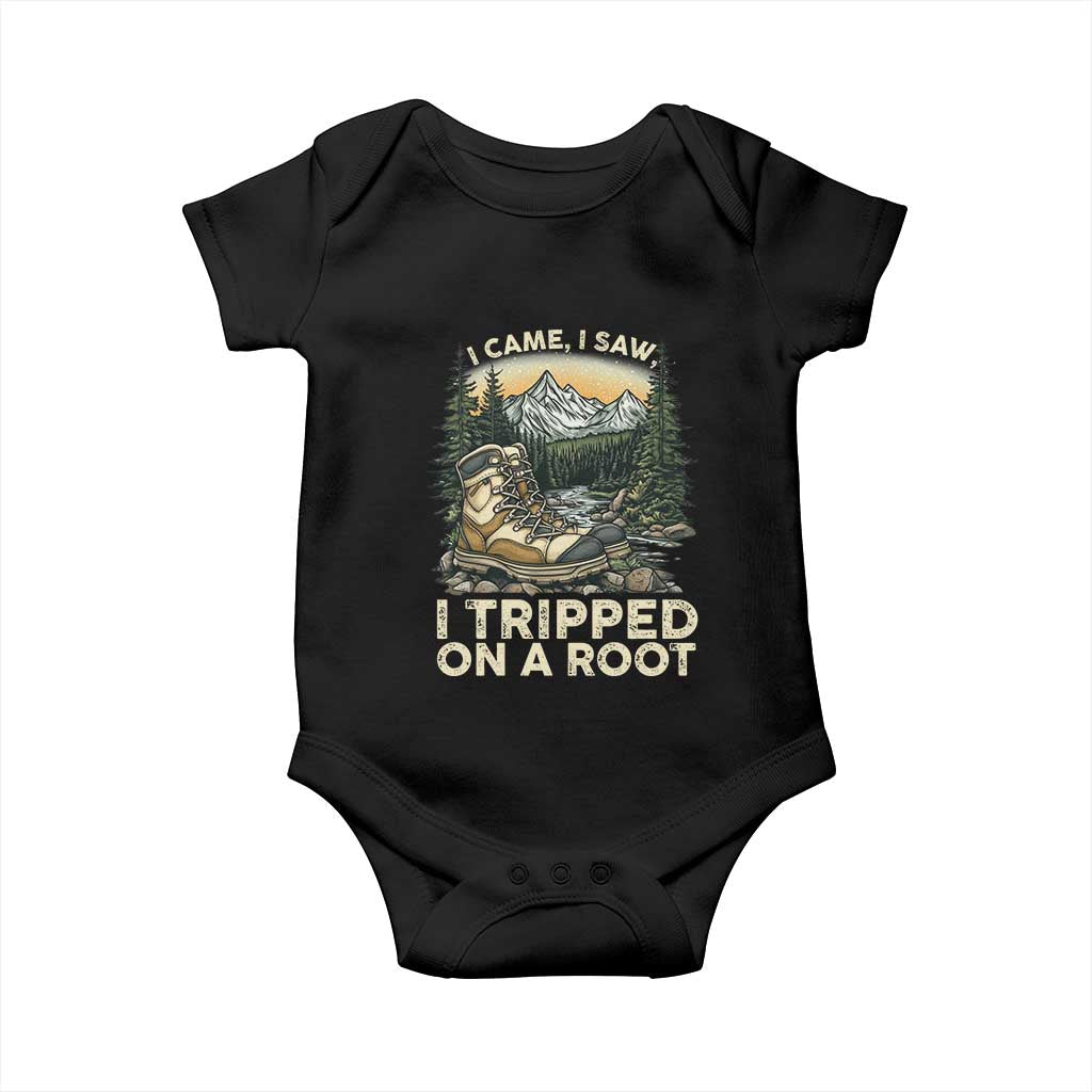 Hiking Baby Onesie I Came I Saw I Tripped On A Root TS09 Black Print Your Wear