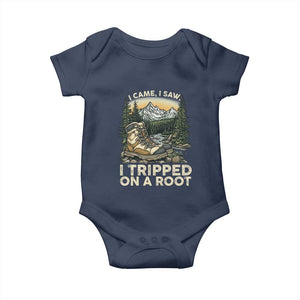 Hiking Baby Onesie I Came I Saw I Tripped On A Root TS09 Navy Print Your Wear