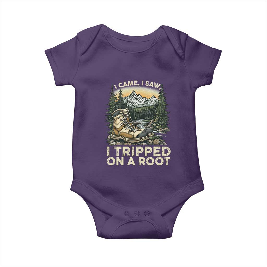 Hiking Baby Onesie I Came I Saw I Tripped On A Root TS09 Purple Print Your Wear