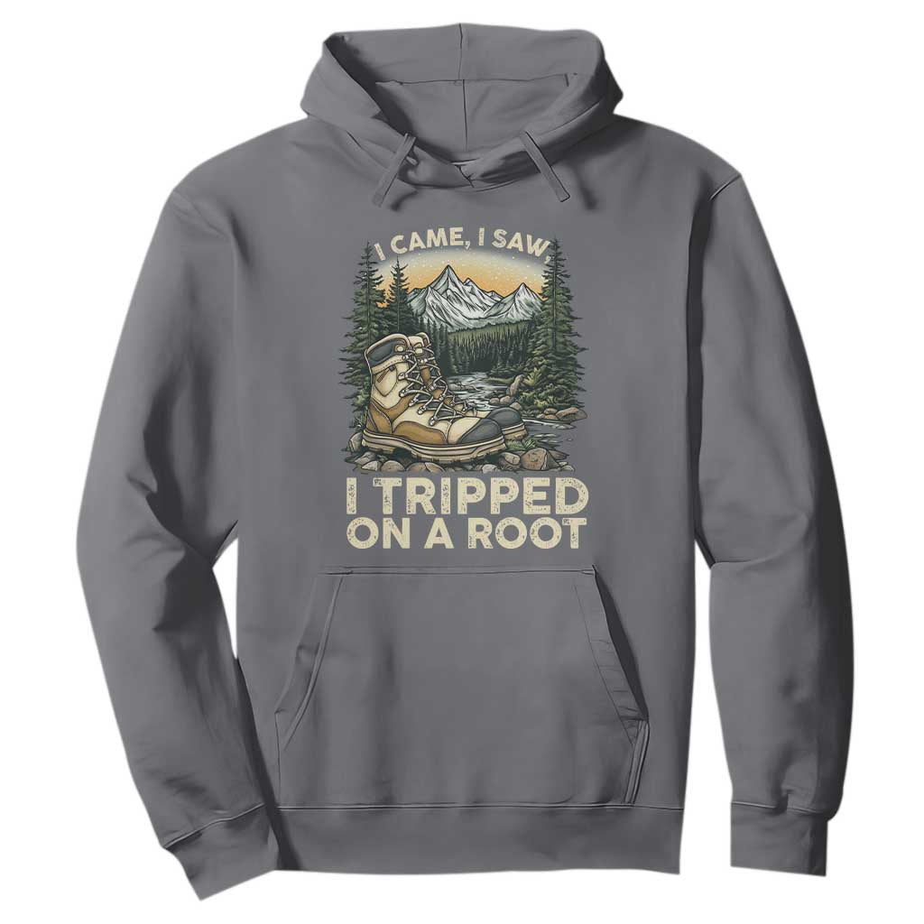 Hiking Hoodie I Came I Saw I Tripped On A Root TS09 Charcoal Print Your Wear