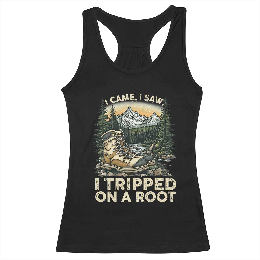 Hiking Racerback Tank Top I Came I Saw I Tripped On A Root TS09 Black Print Your Wear