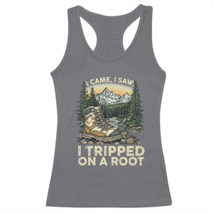 Hiking Racerback Tank Top I Came I Saw I Tripped On A Root TS09 Charcoal Print Your Wear
