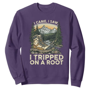 Hiking Sweatshirt I Came I Saw I Tripped On A Root TS09 Purple Print Your Wear