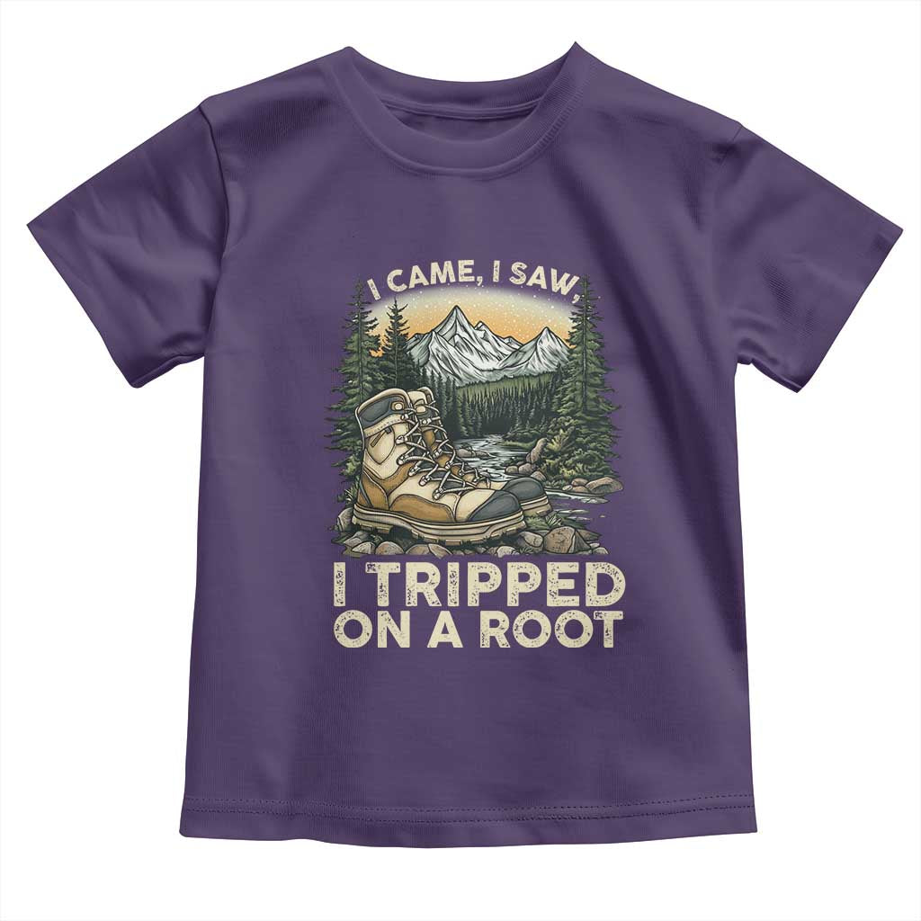 Hiking Toddler T Shirt I Came I Saw I Tripped On A Root TS09 Purple Print Your Wear