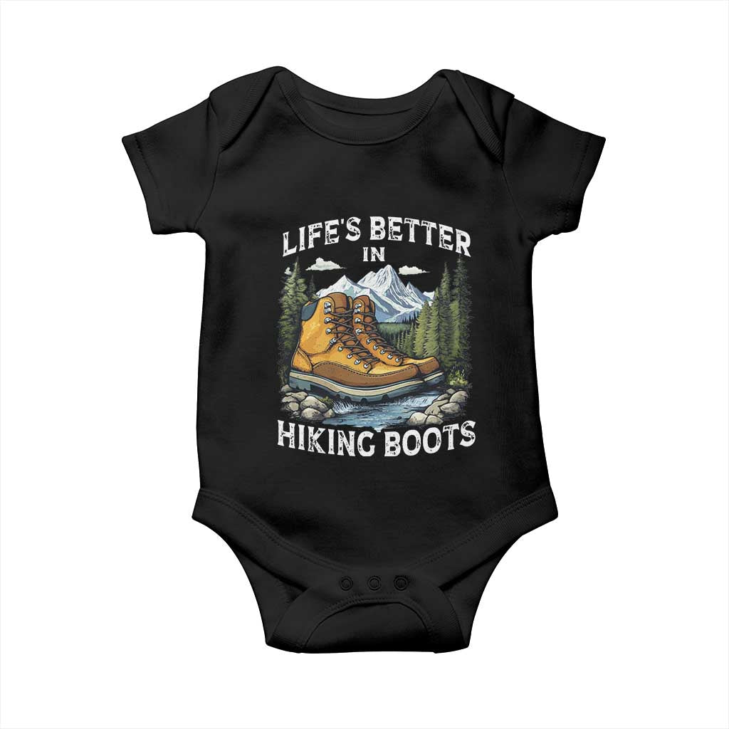 Hiking Baby Onesie Life's Better in Hiking Boots TS09 Black Print Your Wear