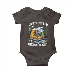 Hiking Baby Onesie Life's Better in Hiking Boots TS09 Dark Chocolate Print Your Wear