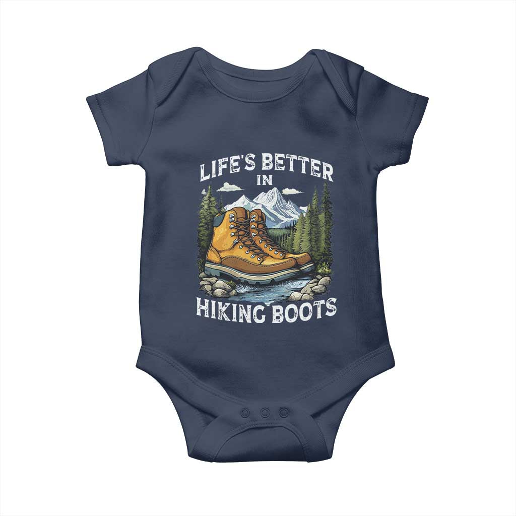 Hiking Baby Onesie Life's Better in Hiking Boots TS09 Navy Print Your Wear