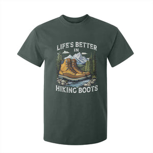 Hiking T Shirt For Kid Life's Better in Hiking Boots TS09 Dark Forest Green Print Your Wear