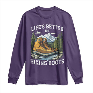 Hiking Long Sleeve Shirt Life's Better in Hiking Boots TS09 Purple Print Your Wear