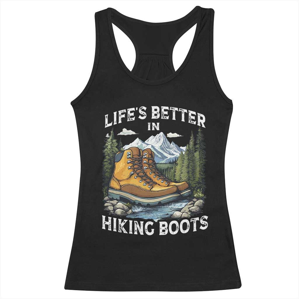 Hiking Racerback Tank Top Life's Better in Hiking Boots TS09 Black Print Your Wear