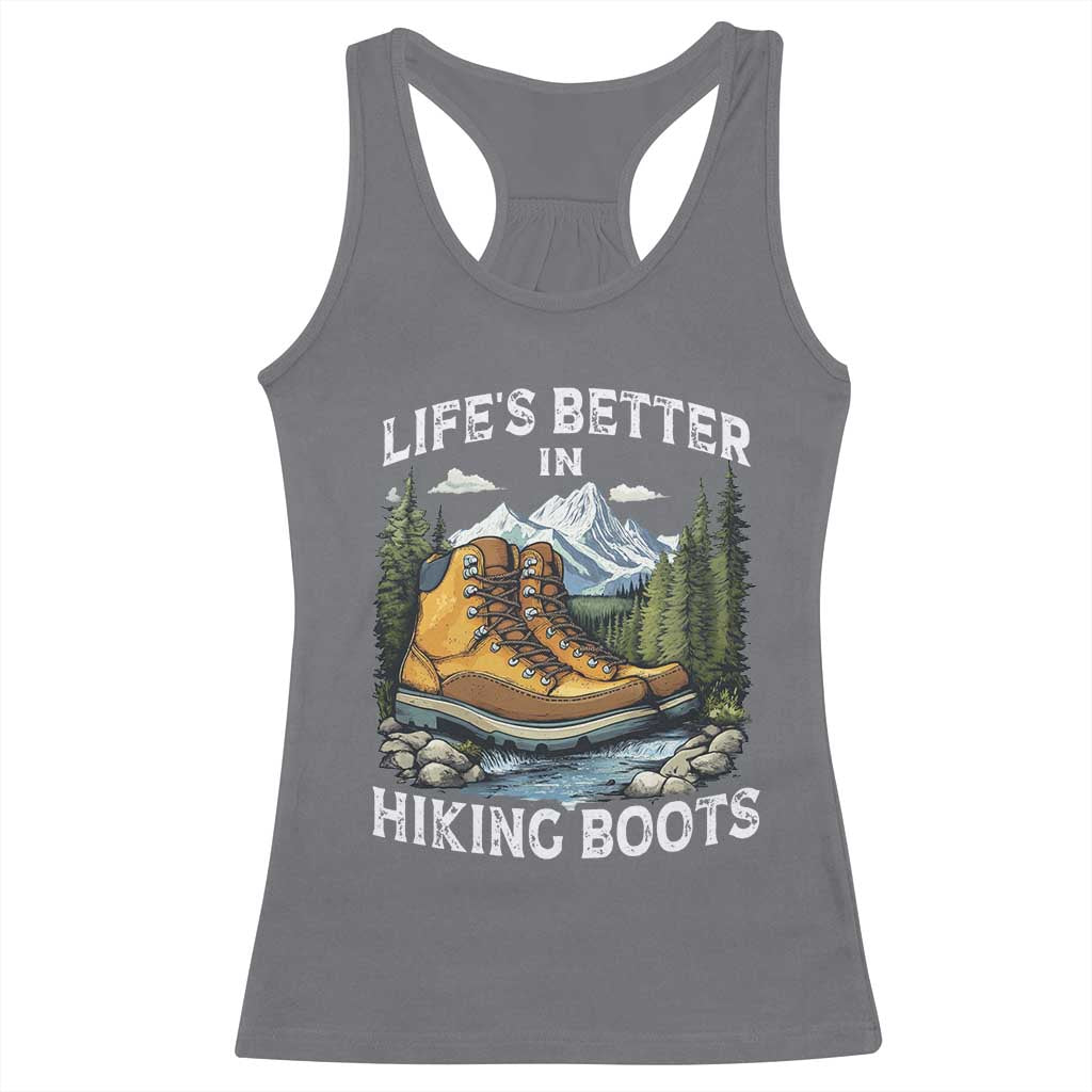 Hiking Racerback Tank Top Life's Better in Hiking Boots TS09 Charcoal Print Your Wear