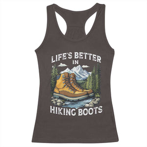 Hiking Racerback Tank Top Life's Better in Hiking Boots TS09 Dark Chocolate Print Your Wear