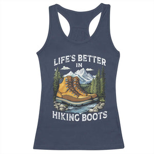 Hiking Racerback Tank Top Life's Better in Hiking Boots TS09 Navy Print Your Wear