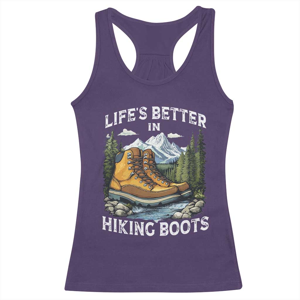 Hiking Racerback Tank Top Life's Better in Hiking Boots TS09 Purple Print Your Wear