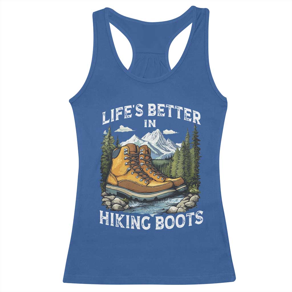Hiking Racerback Tank Top Life's Better in Hiking Boots TS09 Royal Blue Print Your Wear