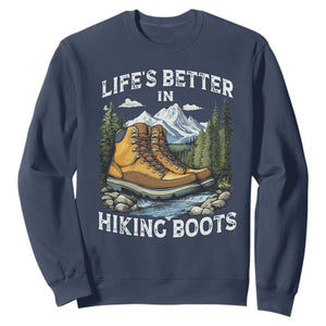 Hiking Sweatshirt Life's Better in Hiking Boots TS09 Navy Print Your Wear
