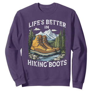 Hiking Sweatshirt Life's Better in Hiking Boots TS09 Purple Print Your Wear