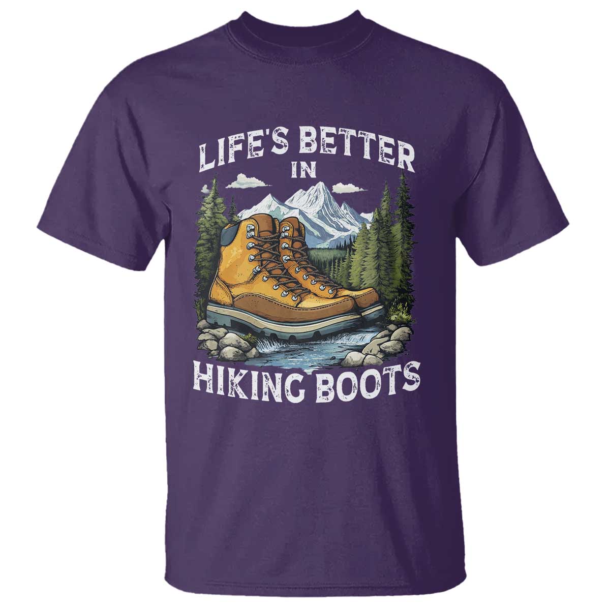 Hiking T Shirt Life's Better in Hiking Boots TS09 Purple Print Your Wear