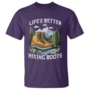 Hiking T Shirt Life's Better in Hiking Boots TS09 Purple Print Your Wear