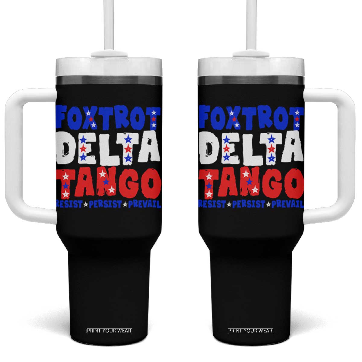 FDT Foxtrot Delta Tango Tumbler With Handle TS09 One Size: 40 oz Black Print Your Wear