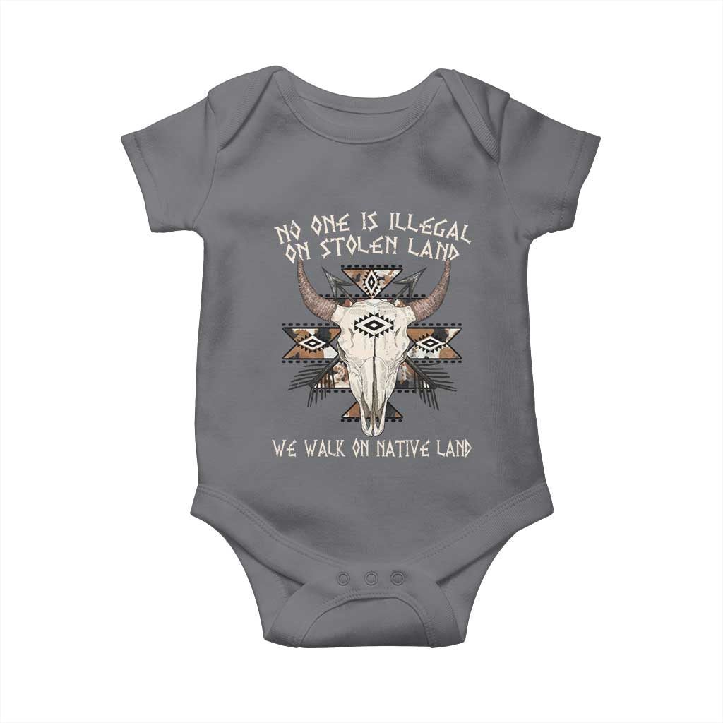No One Is illegal On Stolen Land Baby Onesie TS09 Charcoal Print Your Wear