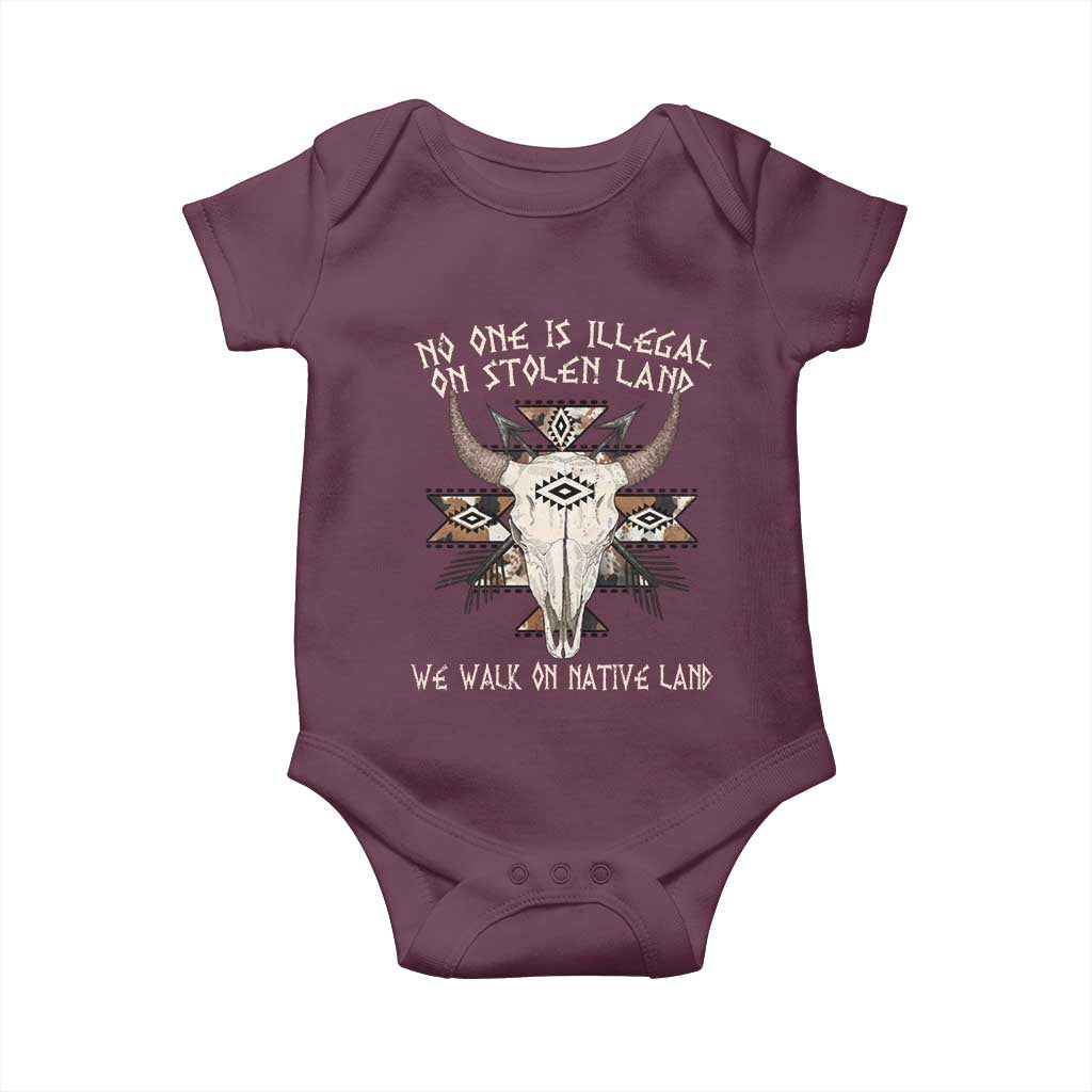 No One Is illegal On Stolen Land Baby Onesie TS09 Maroon Print Your Wear