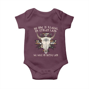 No One Is illegal On Stolen Land Baby Onesie TS09 Maroon Print Your Wear