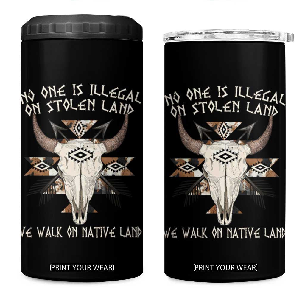 No One Is illegal On Stolen Land 4 in 1 Can Cooler Tumbler TS09 One Size: 16 oz Black Print Your Wear