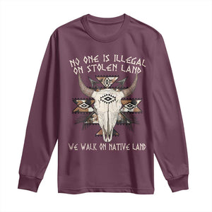 No One Is illegal On Stolen Land Long Sleeve Shirt TS09 Maroon Print Your Wear