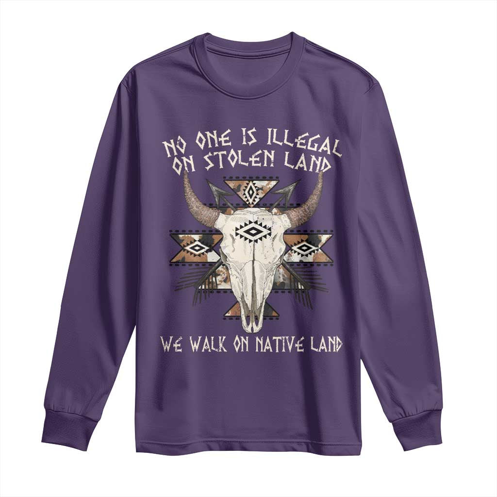 No One Is illegal On Stolen Land Long Sleeve Shirt TS09 Purple Print Your Wear