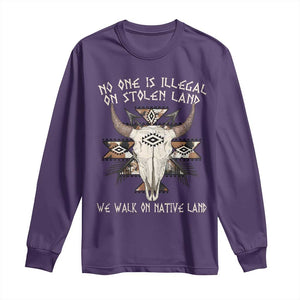 No One Is illegal On Stolen Land Long Sleeve Shirt TS09 Purple Print Your Wear