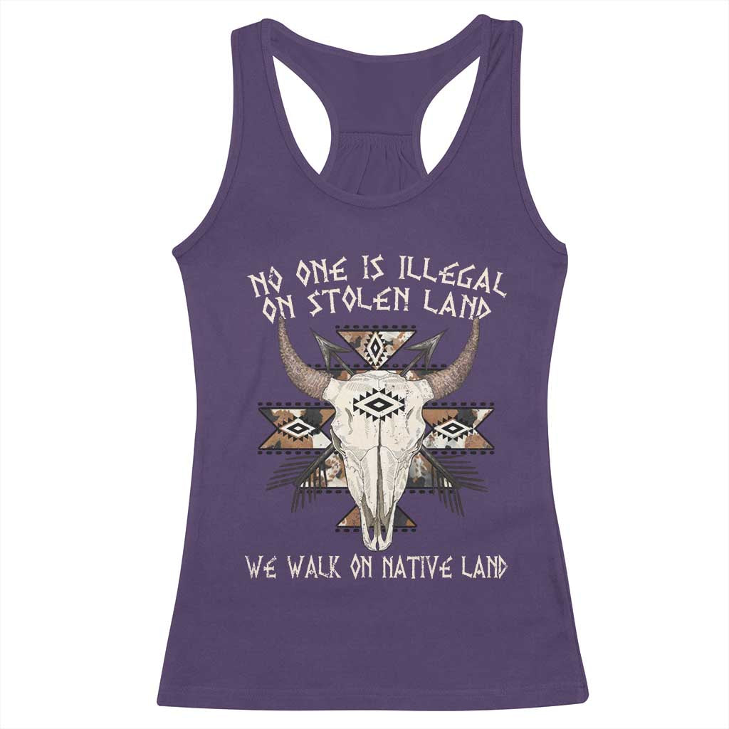 No One Is illegal On Stolen Land Racerback Tank Top TS09 Purple Print Your Wear