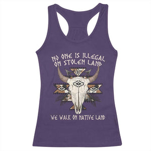 No One Is illegal On Stolen Land Racerback Tank Top TS09 Purple Print Your Wear