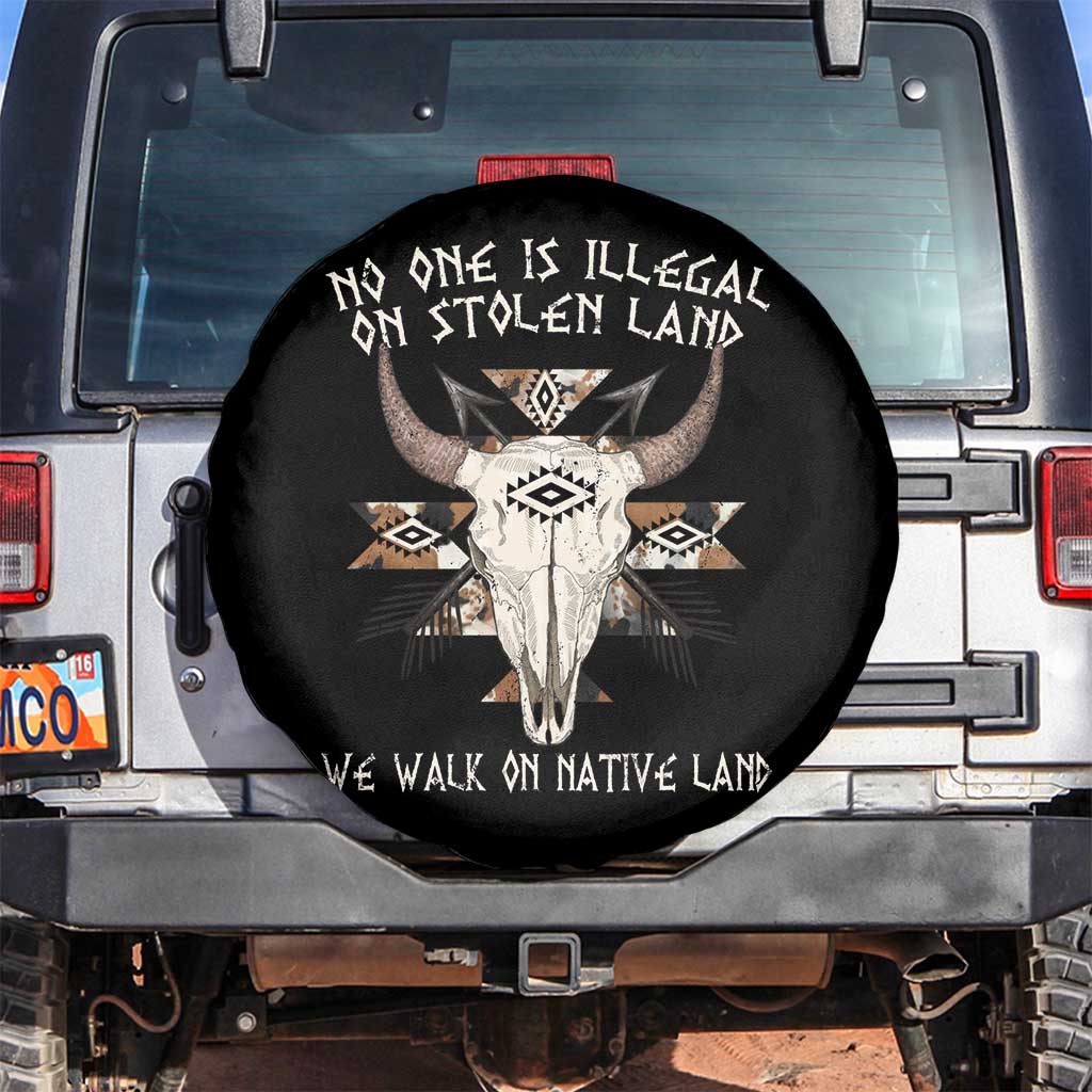 No One Is illegal On Stolen Land Spare Tire Cover TS09 No hole Black Print Your Wear