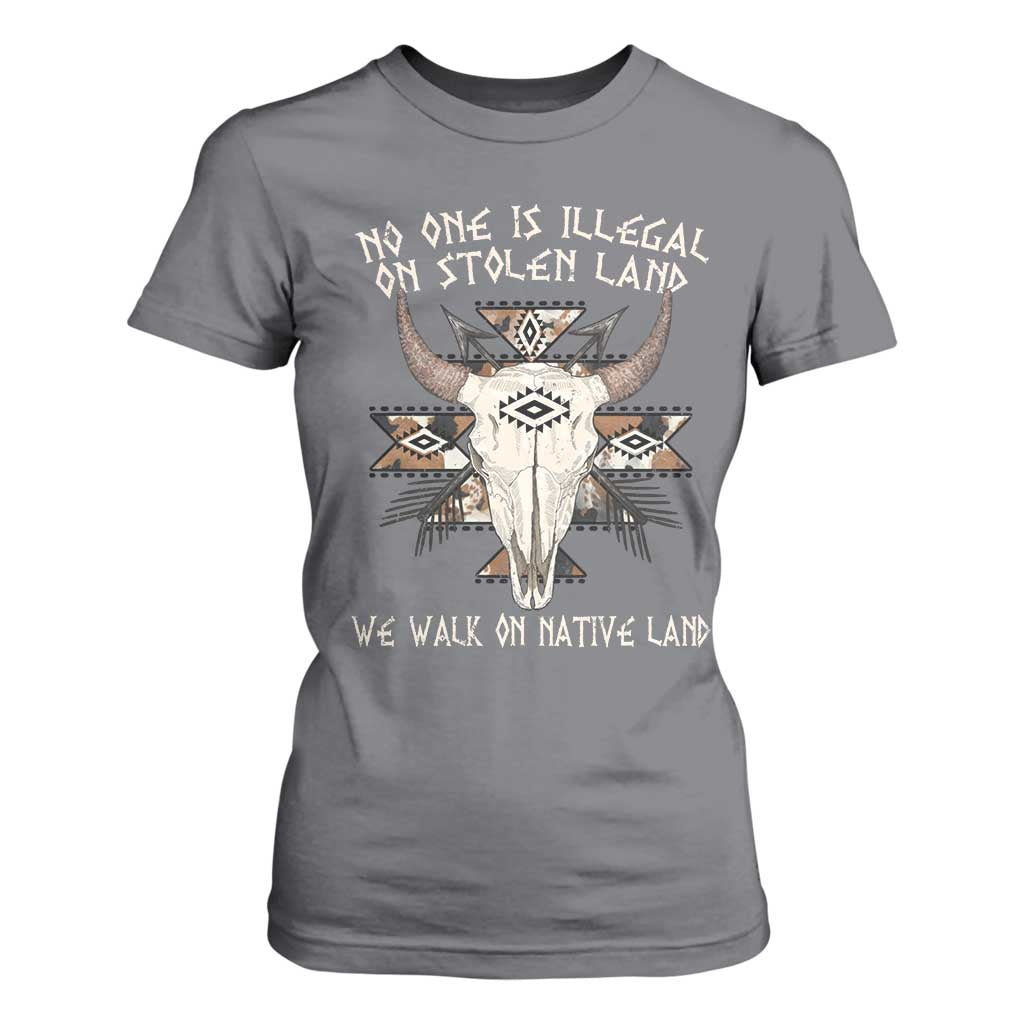 No One Is illegal On Stolen Land T Shirt For Women TS09 Charcoal Print Your Wear