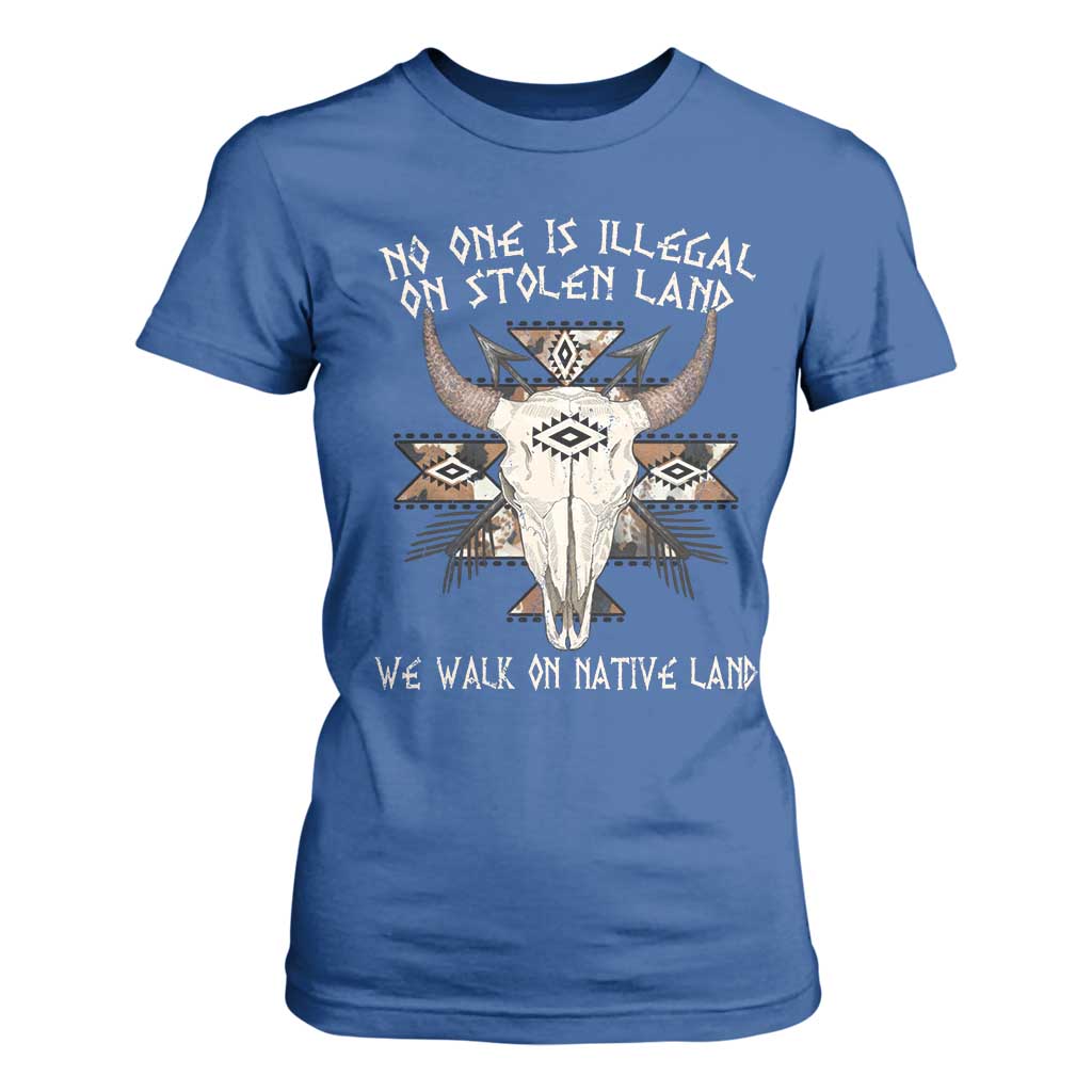 No One Is illegal On Stolen Land T Shirt For Women TS09 Royal Blue Print Your Wear