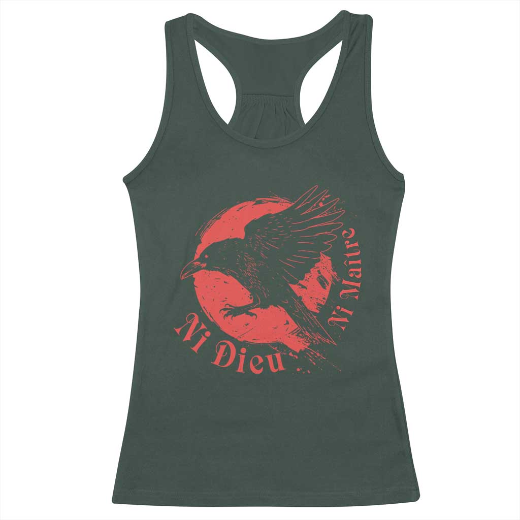 Anarchism Racerback Tank Top Ni Dieu Ni Maitre Neither God Nor Master TS09 Dark Forest Green Print Your Wear