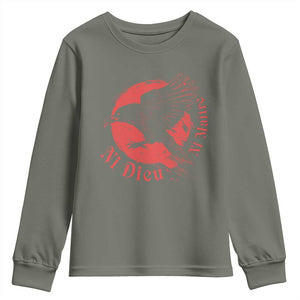 Anarchism Youth Sweatshirt Ni Dieu Ni Maitre Neither God Nor Master TS09 Military Green Print Your Wear