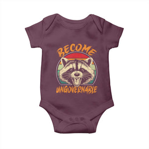 Anarchism Baby Onesie Become Ungovernable Angry Raccoon TS09 Maroon Print Your Wear