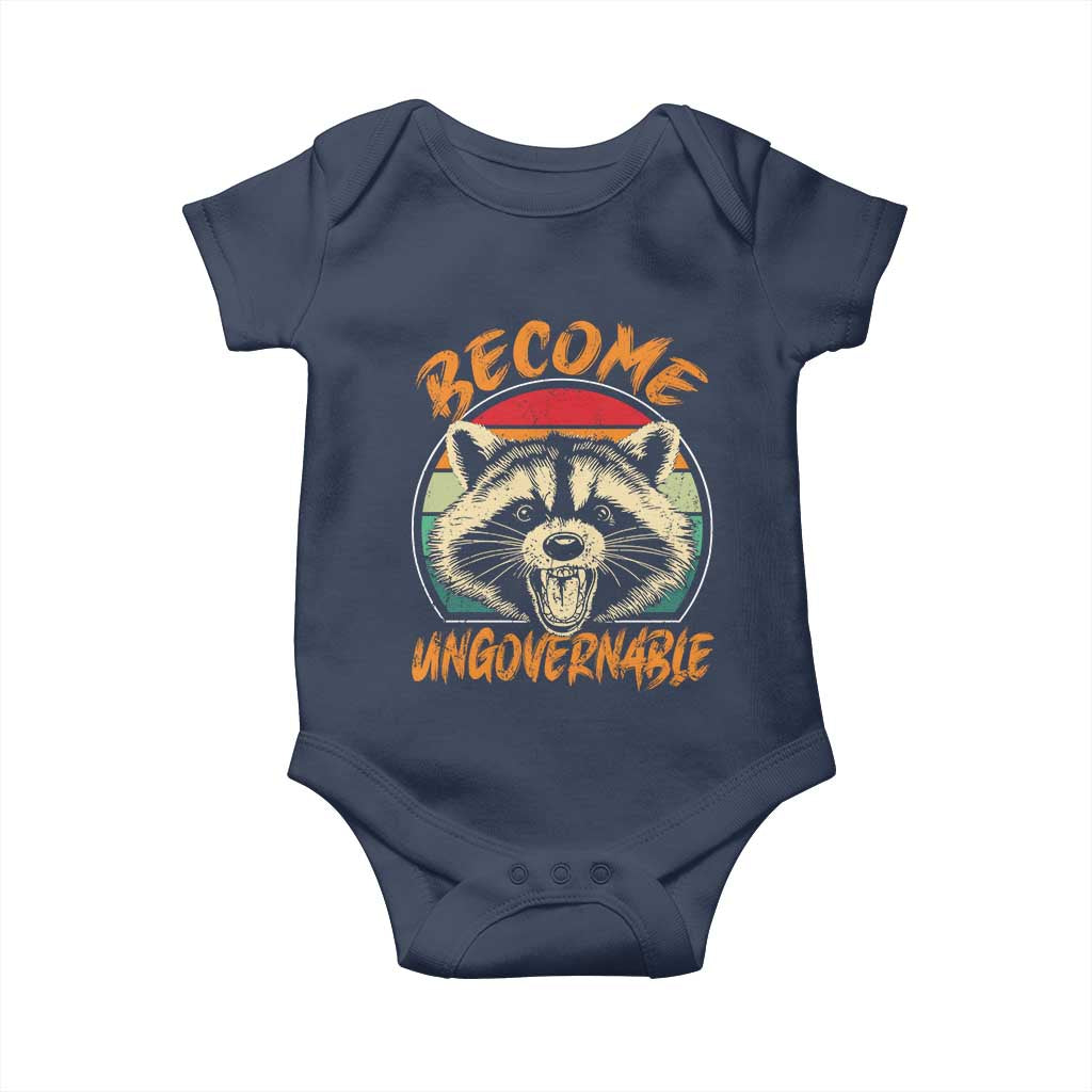 Anarchism Baby Onesie Become Ungovernable Angry Raccoon TS09 Navy Print Your Wear